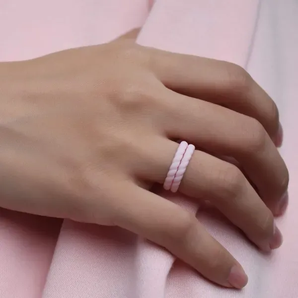 Roping Stackable Band Sakura Pink Image 2 Blue Heron Jewelry Company Poulsbo, WA