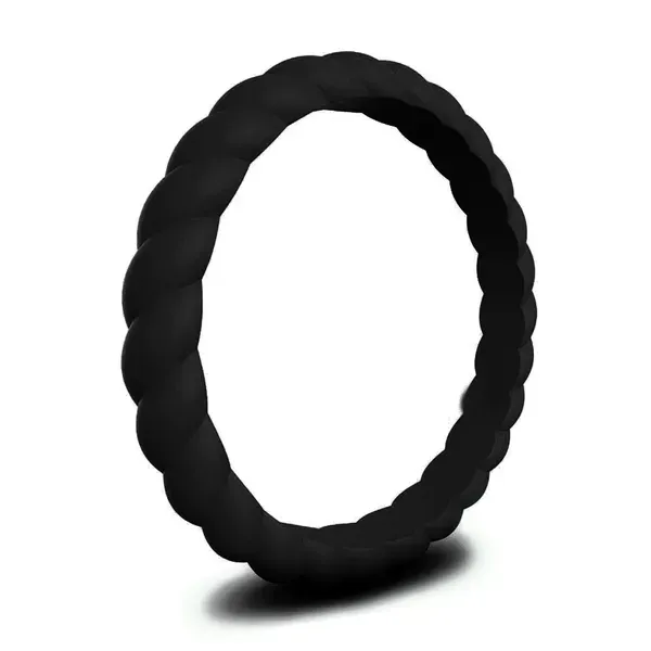 Roping Stackable Band Black Blue Heron Jewelry Company Poulsbo, WA
