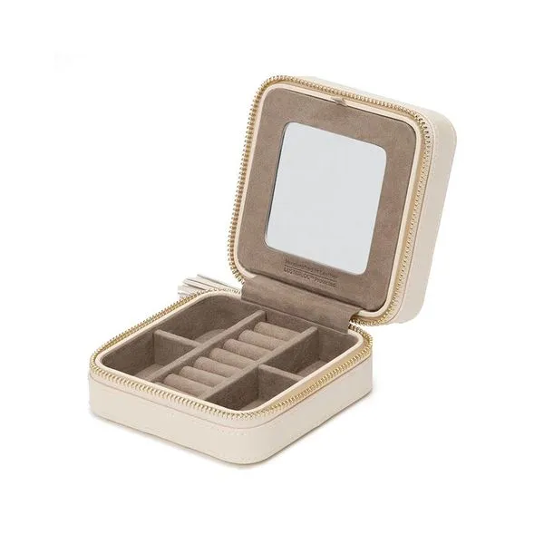 Caroline Ivory Quilted Leather Zip Travel Case Image 3 Blue Heron Jewelry Company Poulsbo, WA