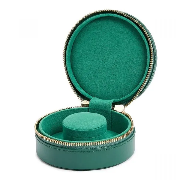 Sophia Round Zip Case in Forest Green Image 3 Blue Heron Jewelry Company Poulsbo, WA