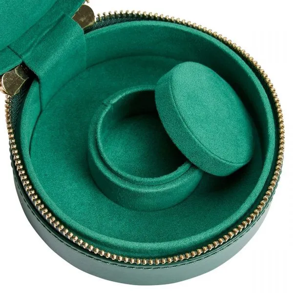 Sophia Round Zip Case in Forest Green Image 4 Blue Heron Jewelry Company Poulsbo, WA