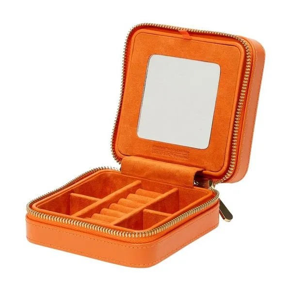 Maria Tangerine Quilted Leather Small Zip Case Image 3 Blue Heron Jewelry Company Poulsbo, WA