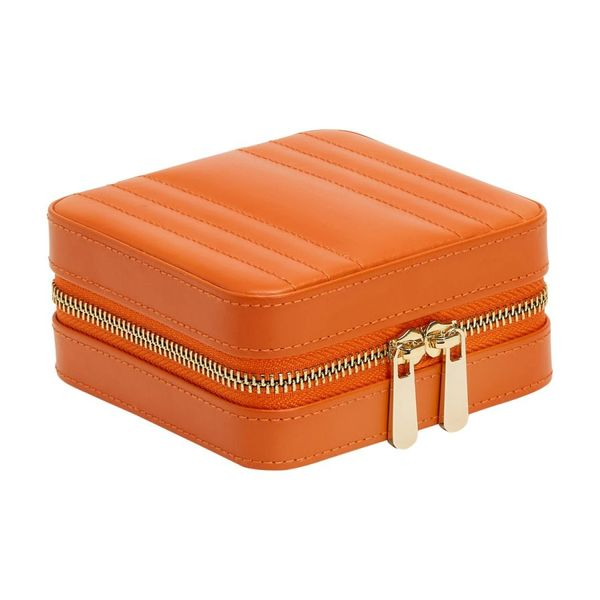 Maria Tangerine Quilted Leather Small Zip Case Blue Heron Jewelry Company Poulsbo, WA