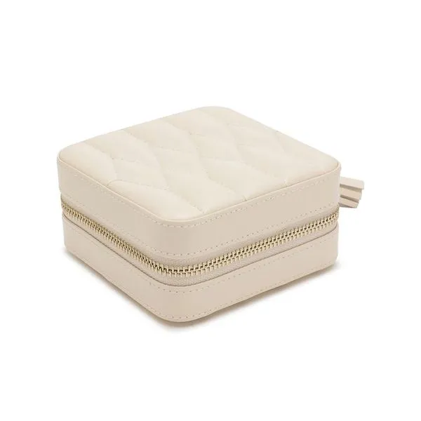 Caroline Ivory Quilted Leather Zip Travel Case Image 2 Blue Heron Jewelry Company Poulsbo, WA