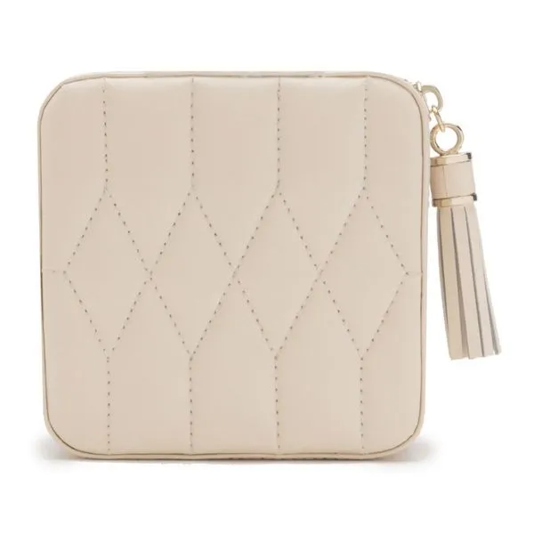 Caroline Ivory Quilted Leather Zip Travel Case Blue Heron Jewelry Company Poulsbo, WA