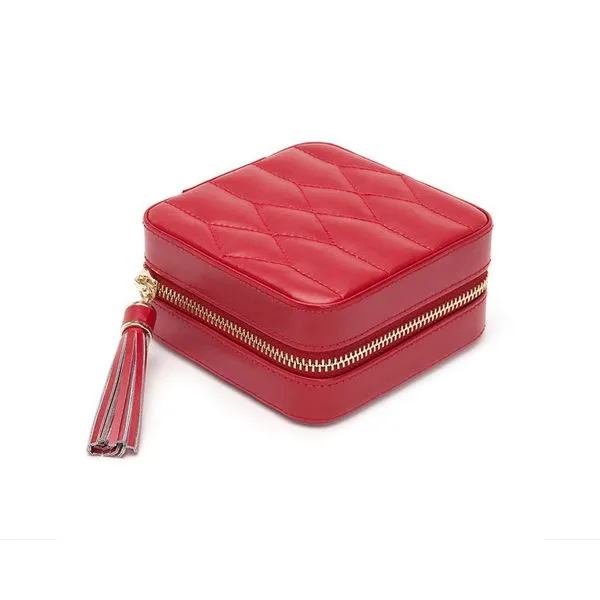 Caroline Red Quilted Leather Zip Travel Case Blue Heron Jewelry Company Poulsbo, WA