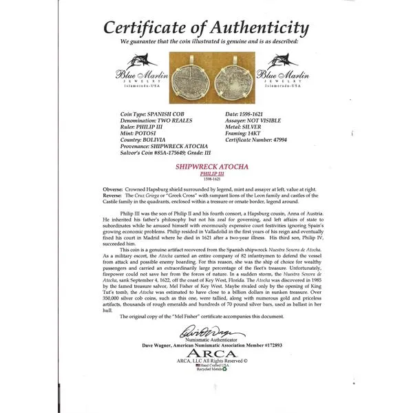 Atocha 2 Reales Image 3 Blue Marlin Jewelry, Inc. Islamorada, FL