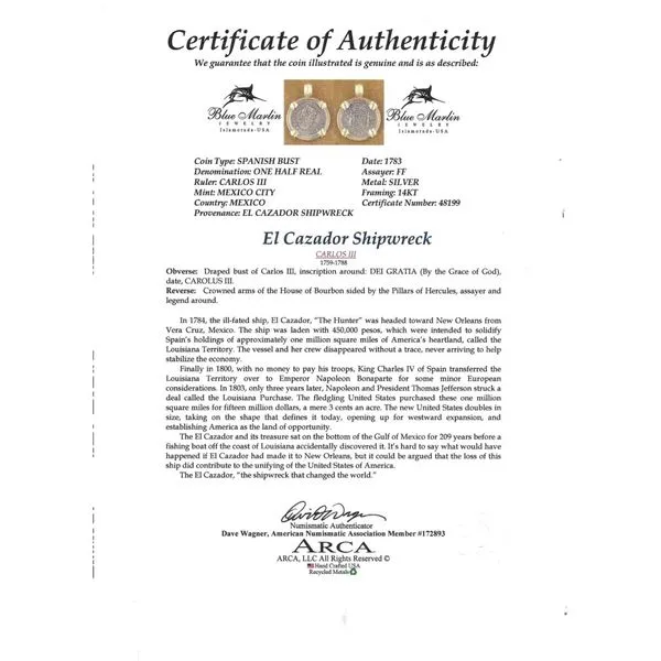 14K One Half Real El Cazador Image 3 Blue Marlin Jewelry, Inc. Islamorada, FL