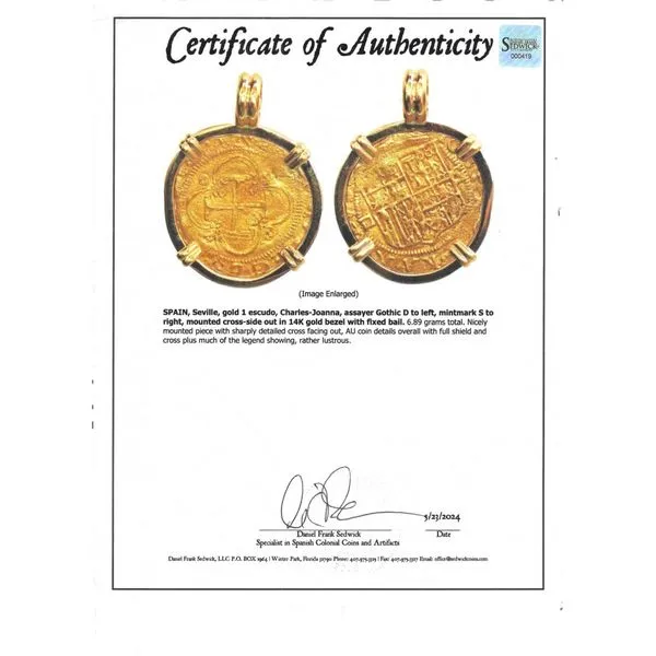 1 Escudo, Spain Seville, Charles-Joanna Image 3 Blue Marlin Jewelry, Inc. Islamorada, FL