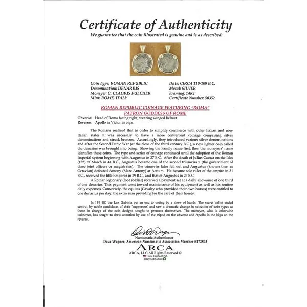 Head of Roma Coin Mounted in 14K Image 3 Blue Marlin Jewelry, Inc. Islamorada, FL