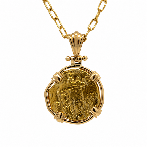 1733 Fleet Two Escudo Treasure Coin Pendant in 18K Gold Image 2 Blue Marlin Jewelry, Inc. Islamorada, FL