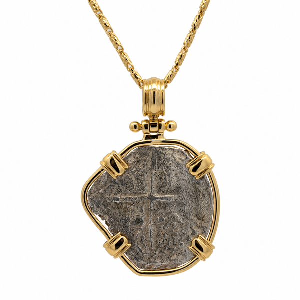 Atocha Two Reales Treasure Coin Pendant in 14K Gold Blue Marlin Jewelry, Inc. Islamorada, FL