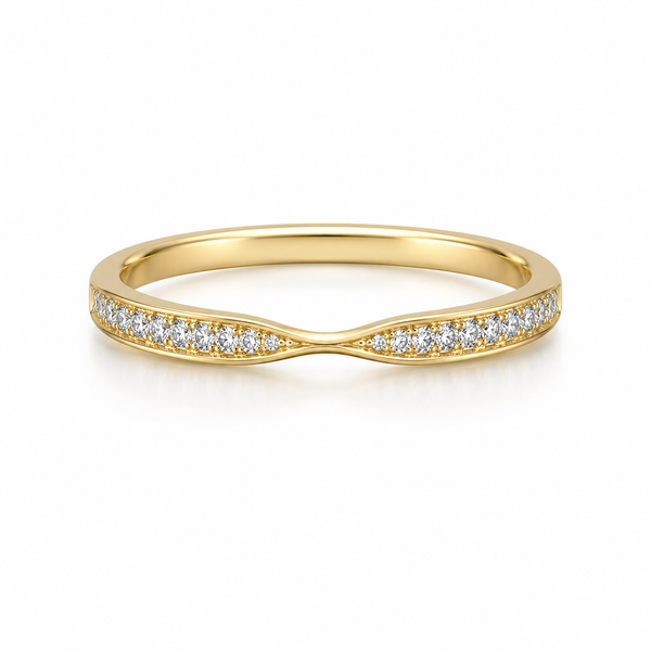 18K Yellow Gold 0.15 ctw Curved Diamond Women's Wedding Band Blue Marlin Jewelry, Inc. Islamorada, FL
