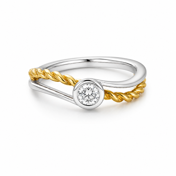 18K Two Tone 0.22 ctw Solitaire Diamond Women's Ring Blue Marlin Jewelry, Inc. Islamorada, FL