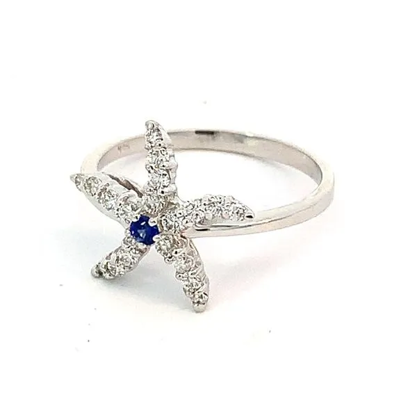 14KW Diamond and Sapphire Starfish Ring Blue Marlin Jewelry, Inc. Islamorada, FL