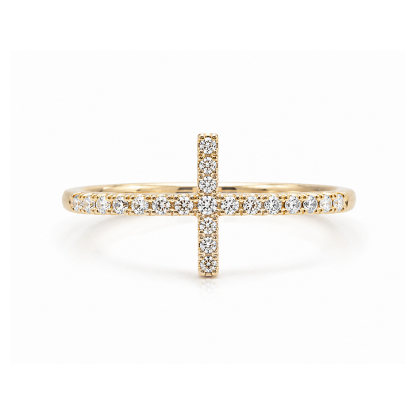18K Yellow Gold 0.20 ctw Cross Diamond Women's Ring Blue Marlin Jewelry, Inc. Islamorada, FL