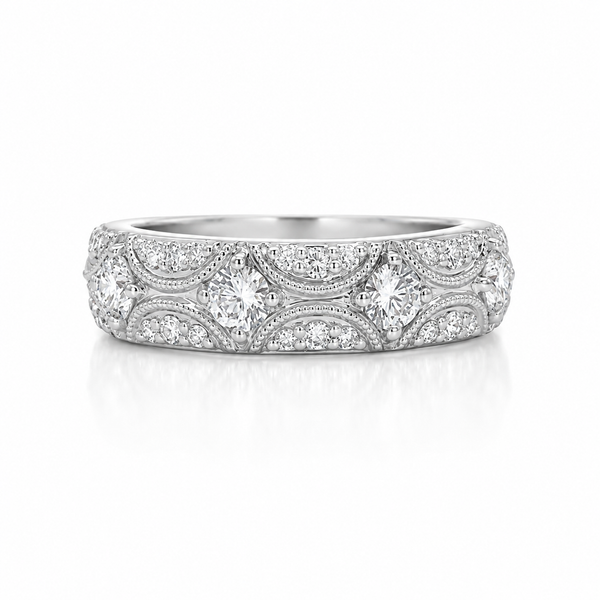 18KW Diamond Millgrain Ring Blue Marlin Jewelry, Inc. Islamorada, FL