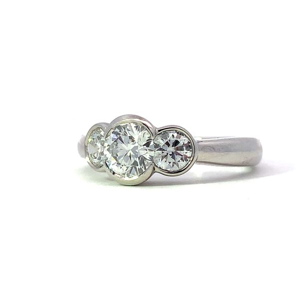 Platinum 3 Stone Bezeled Diamond Ring Blue Marlin Jewelry, Inc. Islamorada, FL