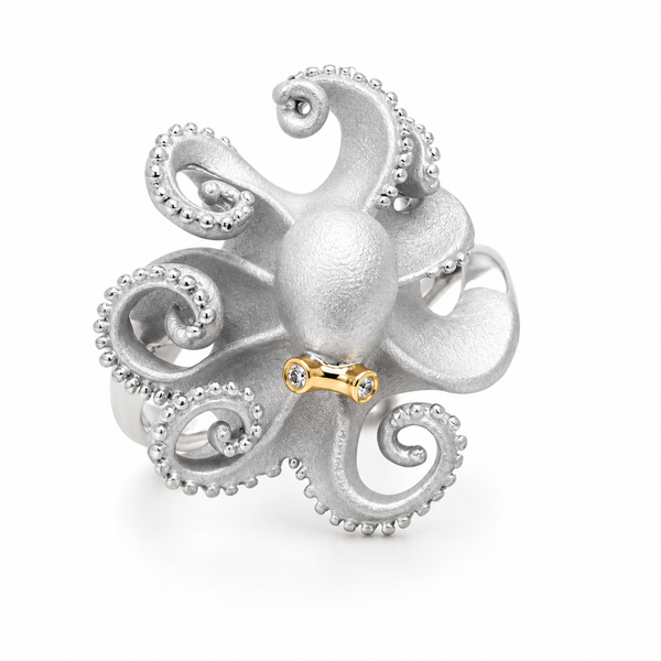 Denny Wong Silver Octopus Ring Image 2 Blue Marlin Jewelry, Inc. Islamorada, FL
