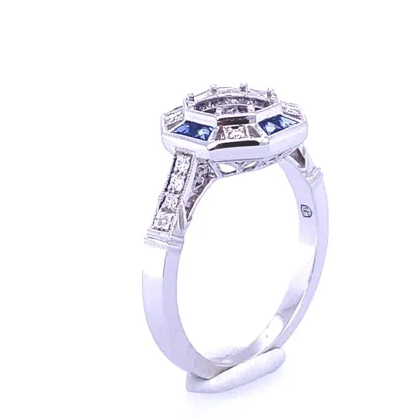 Engagement Ring Semi-Mount with Diamonds and Sapphire Image 2 Blue Marlin Jewelry, Inc. Islamorada, FL