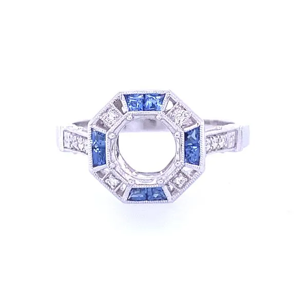 Engagement Ring Semi-Mount with Diamonds and Sapphire Blue Marlin Jewelry, Inc. Islamorada, FL
