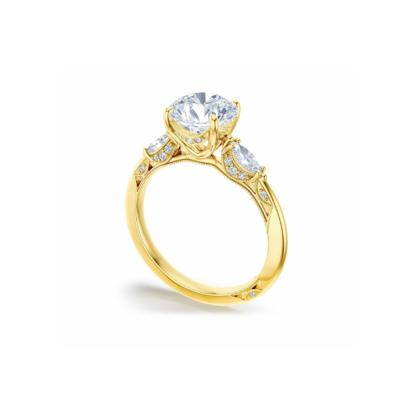 18K Yellow Gold 3 Stone Semi Mount Engagement Ring Image 2 Blue Marlin Jewelry, Inc. Islamorada, FL