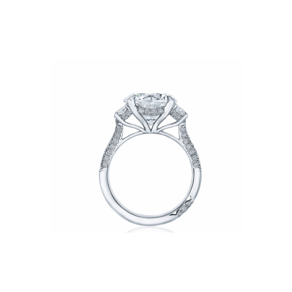 18K White Gold 3 Stone Semi Mount Engagement Ring Image 2 Blue Marlin Jewelry, Inc. Islamorada, FL