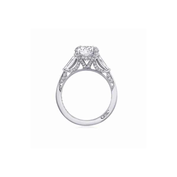 Platinum 3 Stone Semi Mount Engagement Ring Image 2 Blue Marlin Jewelry, Inc. Islamorada, FL