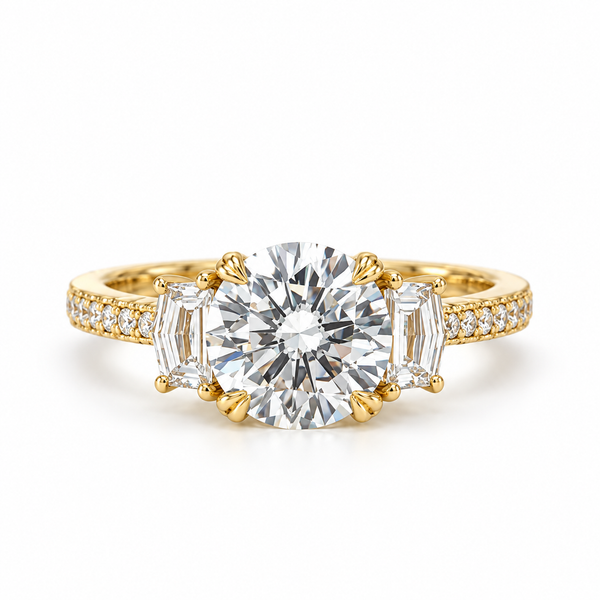 18K Yellow Gold 1.00 ctw 3 Stone Diamond Engagement Ring Blue Marlin Jewelry, Inc. Islamorada, FL