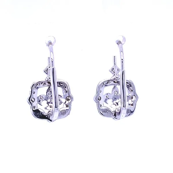 Diamond Fleur De Lis Leverback Earrings Image 3 Blue Marlin Jewelry, Inc. Islamorada, FL