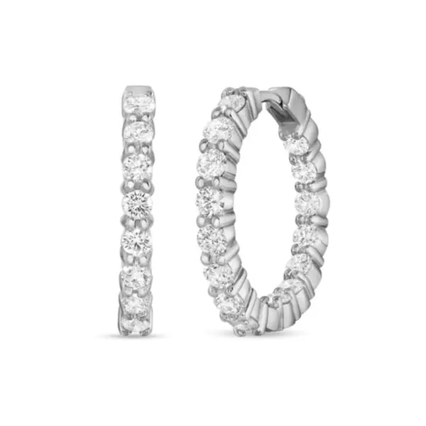 Roberto Coin Small Diamond Hoop Earrings Blue Marlin Jewelry, Inc. Islamorada, FL