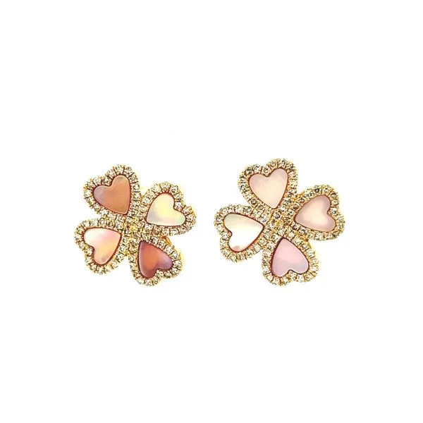 Diamond And Mother Of Pearl Earrings Blue Marlin Jewelry, Inc. Islamorada, FL