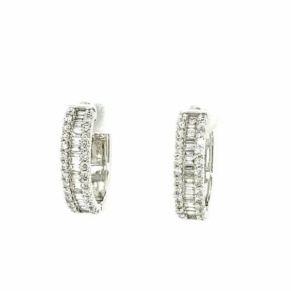 Diamond Baguette and Round Oval Hoop Earrings Blue Marlin Jewelry, Inc. Islamorada, FL