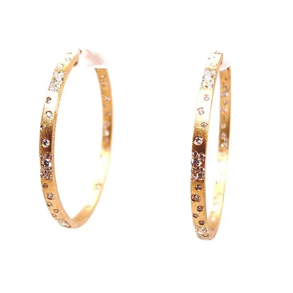 Diamond Satin Large Hoop Earrings Blue Marlin Jewelry, Inc. Islamorada, FL