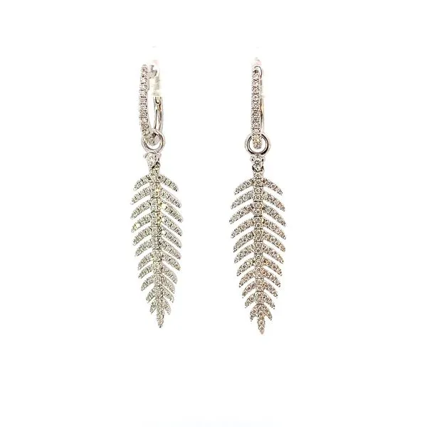 18K White Gold Diamond Feather Earrings Blue Marlin Jewelry, Inc. Islamorada, FL