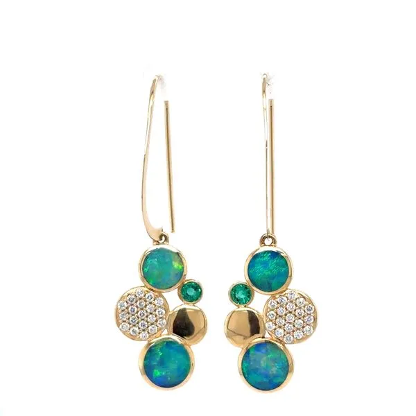 14K Diamond, Emerald, & Opal Bubble Style Earrings Blue Marlin Jewelry, Inc. Islamorada, FL