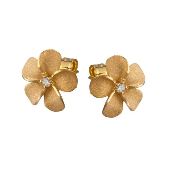 Denny Wong Plumeria Flower Post Earrings with Diamonds Blue Marlin Jewelry, Inc. Islamorada, FL