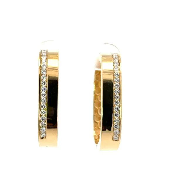 Yellow Gold Square Diamond Hoops Blue Marlin Jewelry, Inc. Islamorada, FL