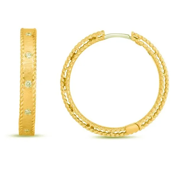 Roberto Coin Princess Diamond Hoop Earrings Blue Marlin Jewelry, Inc. Islamorada, FL