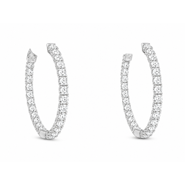 14K White Gold 2.00 ctw Large Hoop Diamond Earring Blue Marlin Jewelry, Inc. Islamorada, FL