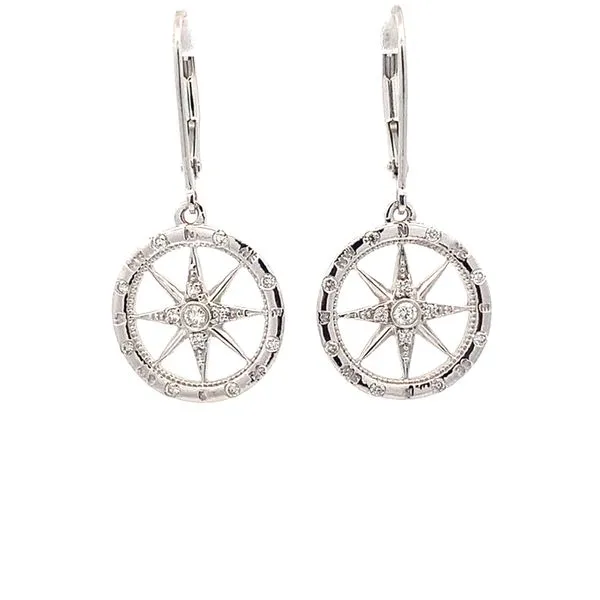 14K White Gold Compass Rose Earrings Blue Marlin Jewelry, Inc. Islamorada, FL