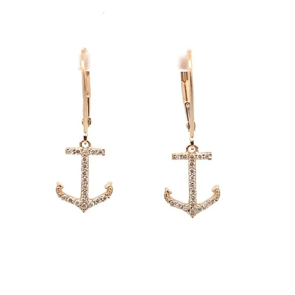 14K Diamond Anchor Earrings Blue Marlin Jewelry, Inc. Islamorada, FL