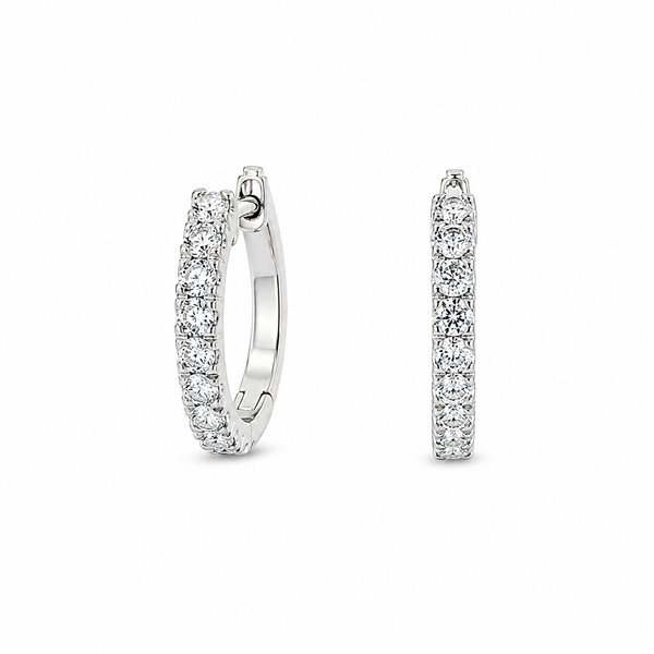 18K White Gold 0.45 ctw Small Hoop Diamond Earring Blue Marlin Jewelry, Inc. Islamorada, FL