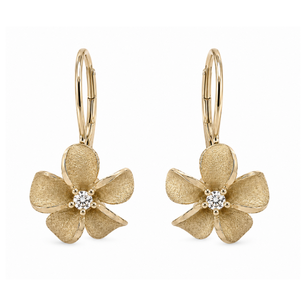 14K Yellow Gold 0.04 ctw Drop Diamond Earring Blue Marlin Jewelry, Inc. Islamorada, FL