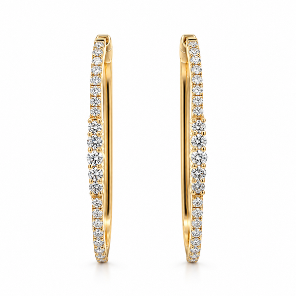 18K Yellow Gold 1.03 ctw Medium Hoop Diamond Earring Blue Marlin Jewelry, Inc. Islamorada, FL
