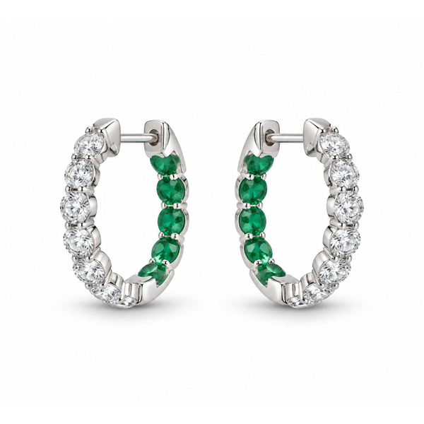 14K White Gold 1.49 ctw Small Hoop Diamond Earring Blue Marlin Jewelry, Inc. Islamorada, FL