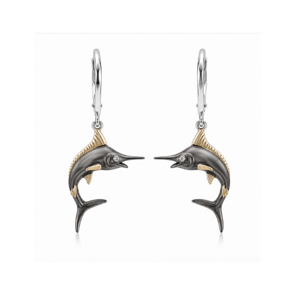 Sterling Silver 0.01 ctw Dangle Diamond Earring Blue Marlin Jewelry, Inc. Islamorada, FL