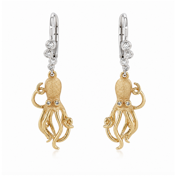 14K Two Tone 0.10 ctw Dangle Diamond Earring Blue Marlin Jewelry, Inc. Islamorada, FL