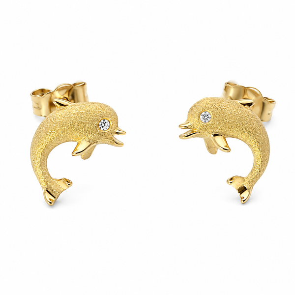 14K Jumping Dolphin Earrings Blue Marlin Jewelry, Inc. Islamorada, FL