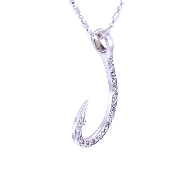 Diamond Fish Hook Pendant Image 4 Blue Marlin Jewelry, Inc. Islamorada, FL